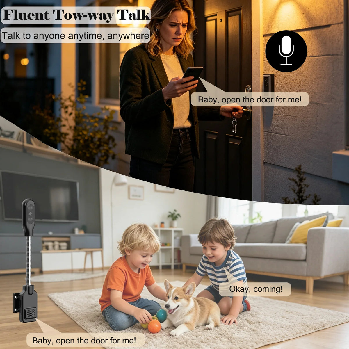 Next‑Gen Flexible Gooseneck WiFi Baby & Pet Monitor Camera, Plug‑Play Zero Installation, Two‑Way Audio Home Security Cam
