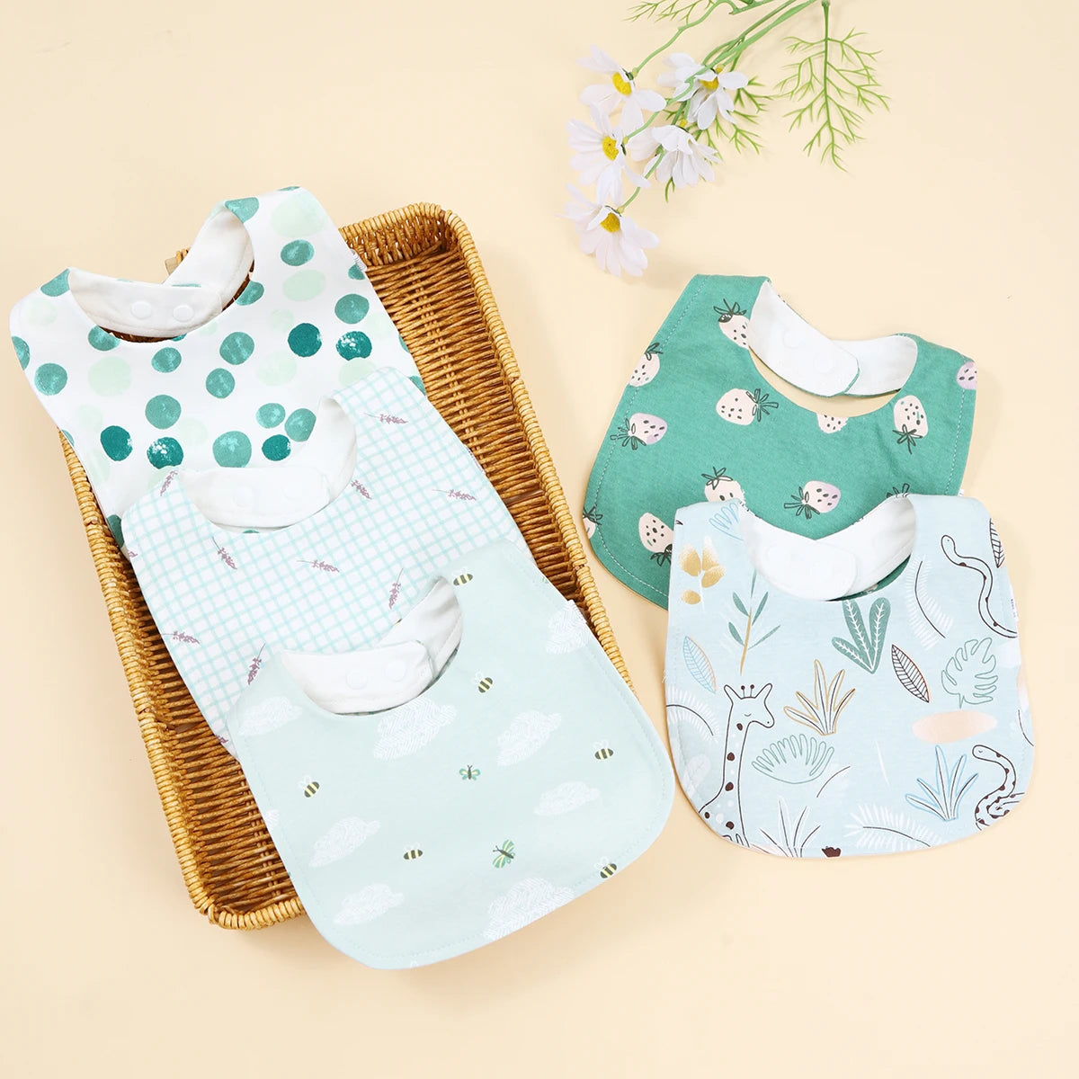 5Pcs Baby Bibs Burp Clothes Cotton Newborn Bibs for Girls Boys Baby Stuff Infant Accessories Toddler Saliva Towels Baby Care