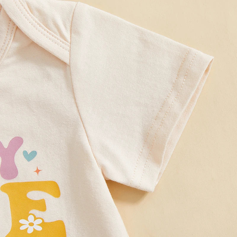 Toddler Baby Girl Birthday Outfits In My One Year Old Era Shirt Romper Bell Bottoms Birthday Girl Clothing Set