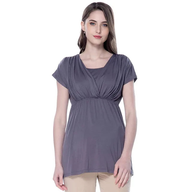 Summer Nursing T-shirt Maternity Clothes Lactation Top Breastfeeding Tee for Postpartum Women Soft Stretchy Pregnancy Clothes