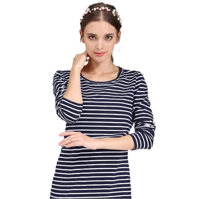 Striped Maternity T-shirts Long Sleeve Nursing Breastfeeding Clothes For Pregnant Women Cotton Postpartum Tees