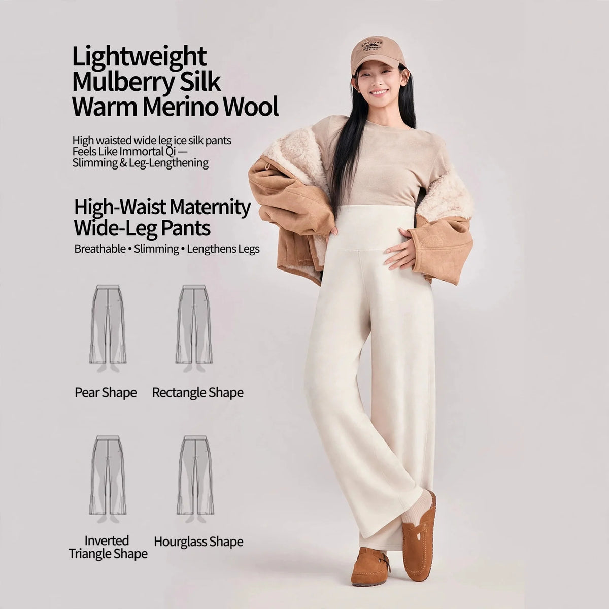 Maternity Pants Loose Soft Skin Friendly Thickened Polyester Belly Support Autumn Winter Comfortable Casual Drape Trousers