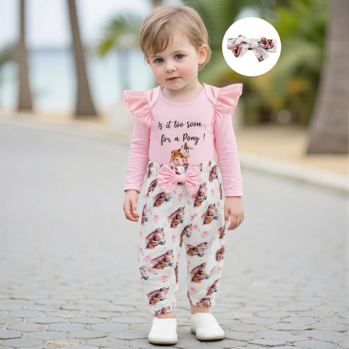 Western Baby Girl Fall Outfit Long Sleeve New Cowgirl in Town Romper Horse/Boots Print Pants Newborn Cowgirl Clothes