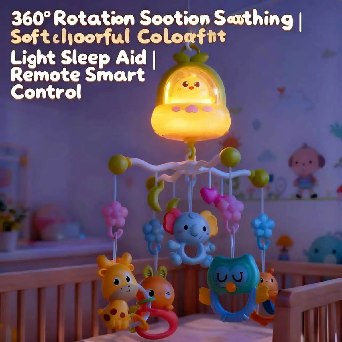 360° Bird Musical Remote Control Baby Crib Mobile Rotating Soft Light Bed Bell Toy Timing Hanging Infant Newborn Bedside Gift
