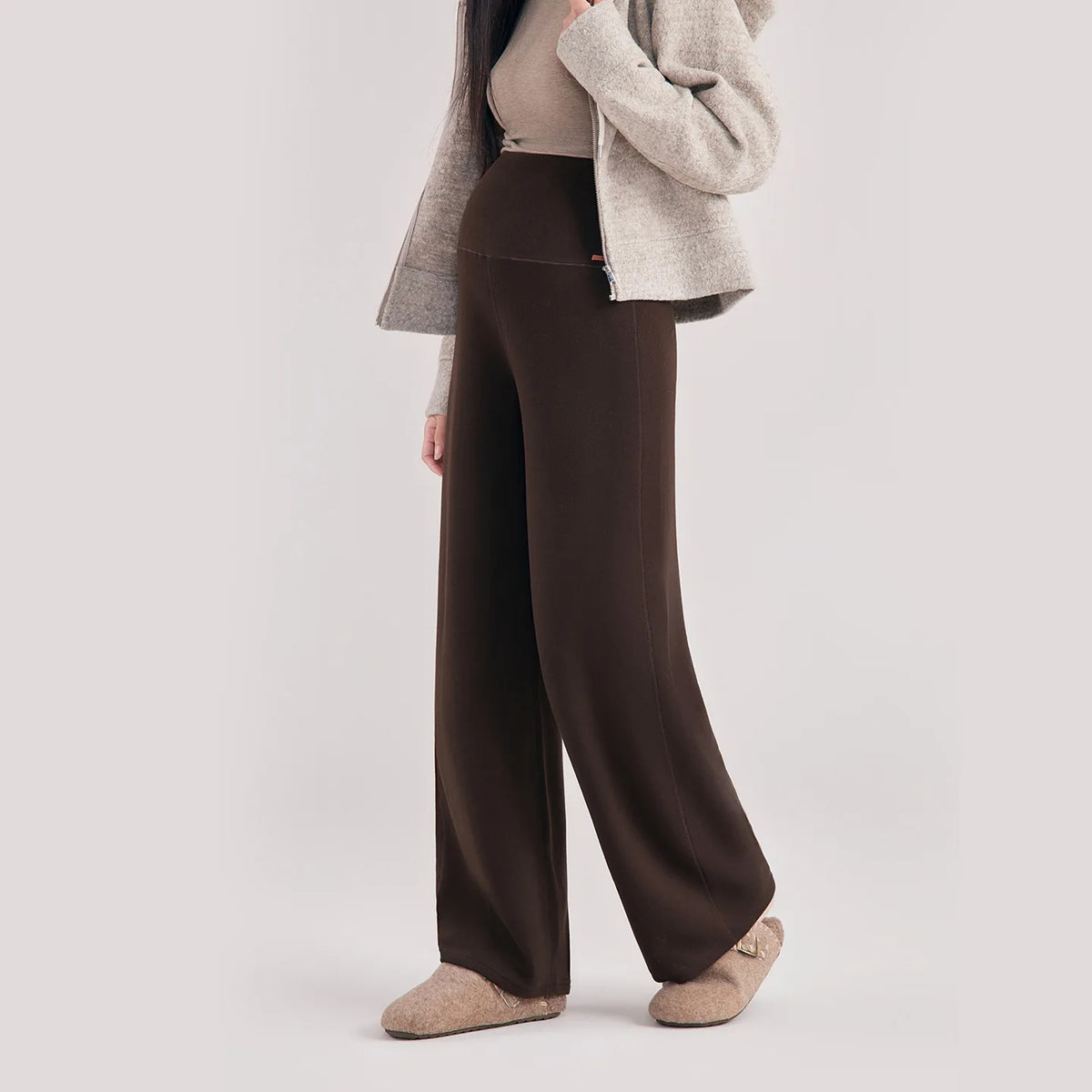 Maternity Pants Loose Soft Skin Friendly Thickened Polyester Belly Support Autumn Winter Comfortable Casual Drape Trousers