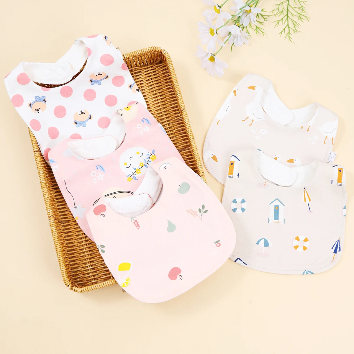 5Pcs Baby Bibs Burp Clothes Cotton Newborn Bibs for Girls Boys Baby Stuff Infant Accessories Toddler Saliva Towels Baby Care
