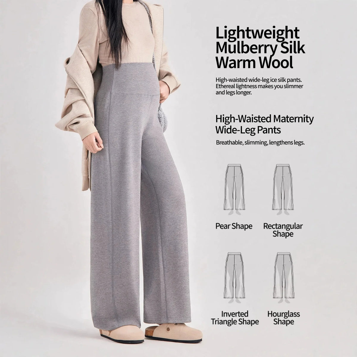 Maternity Pants Loose Soft Skin Friendly Thickened Polyester Belly Support Autumn Winter Comfortable Casual Drape Trousers