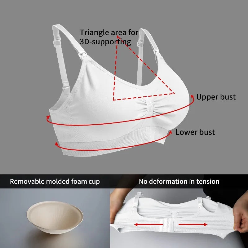 Soft Nursing Bras for Women Comfortable Maternity Bras Seamless Breastfeeding Bras with Easy Access Clips, Pregnancy Postpartum
