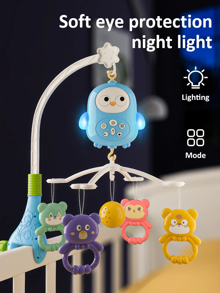 Baby Music Rotating Bed Bell Toy Cute Owl Shape Modern Baby Hanging Rattle Music Bedside Bell Toy Holiday Gift