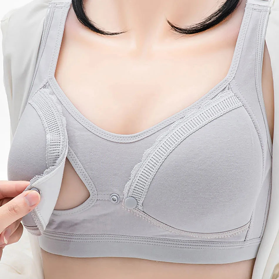 Traceless Maternity Bra Pregnant Women Comfortable And Breathable Cotton Front Open Button Breastfeeding Bra Large Size Bralette
