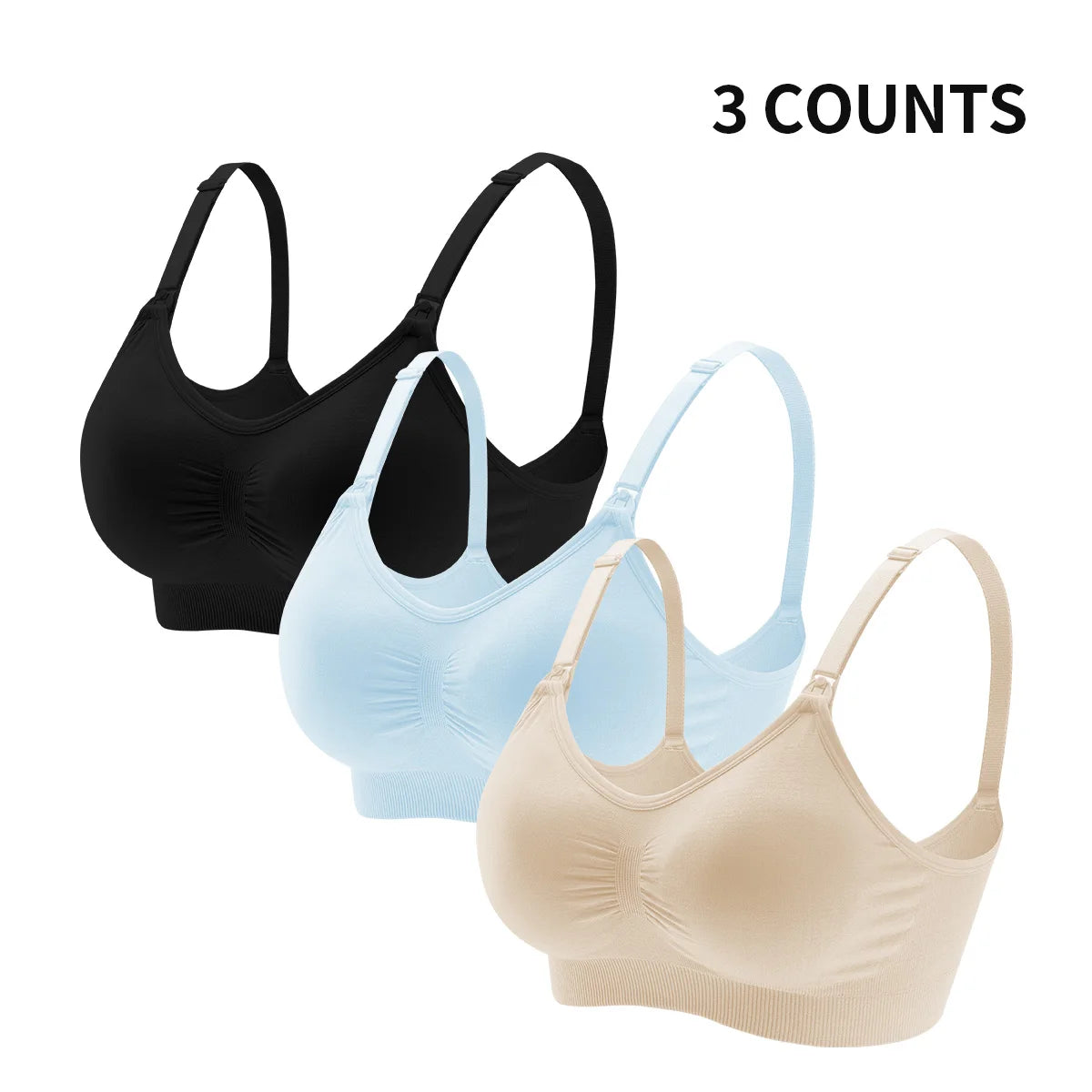3PCS Set Seamless Maternity Nursing Bra Women Wireless Breastfeeding Bra Adjustable Shoulder Straps Support Pregnancy Underwear
