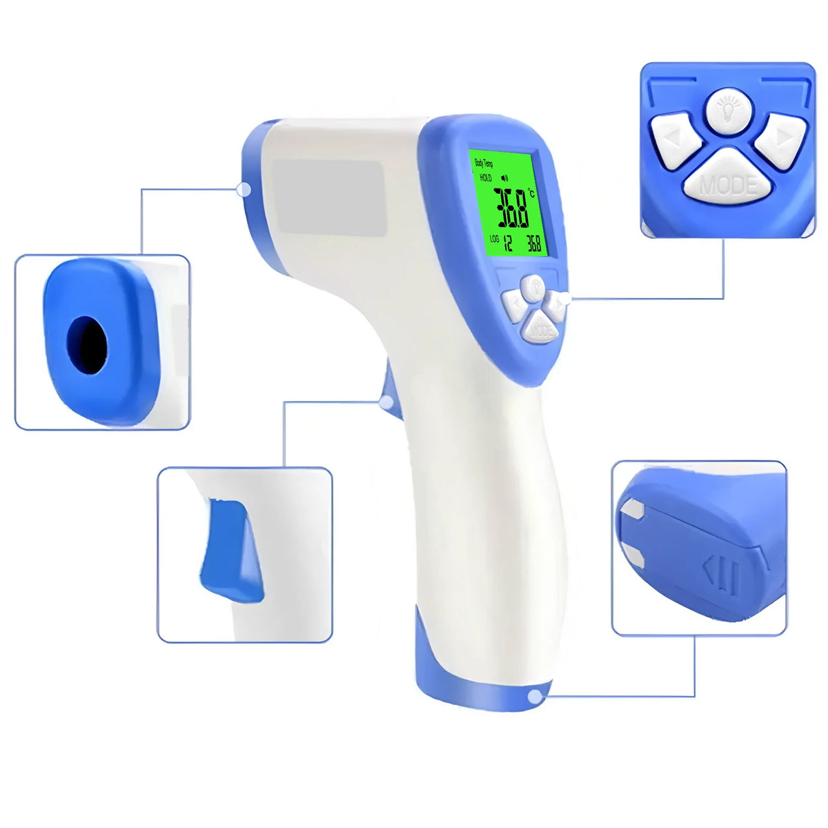 Infant Adult 2-in-1 Infrared Thermometer Non-contact Forehead Ear Digital Fever Check Thermometer for Home