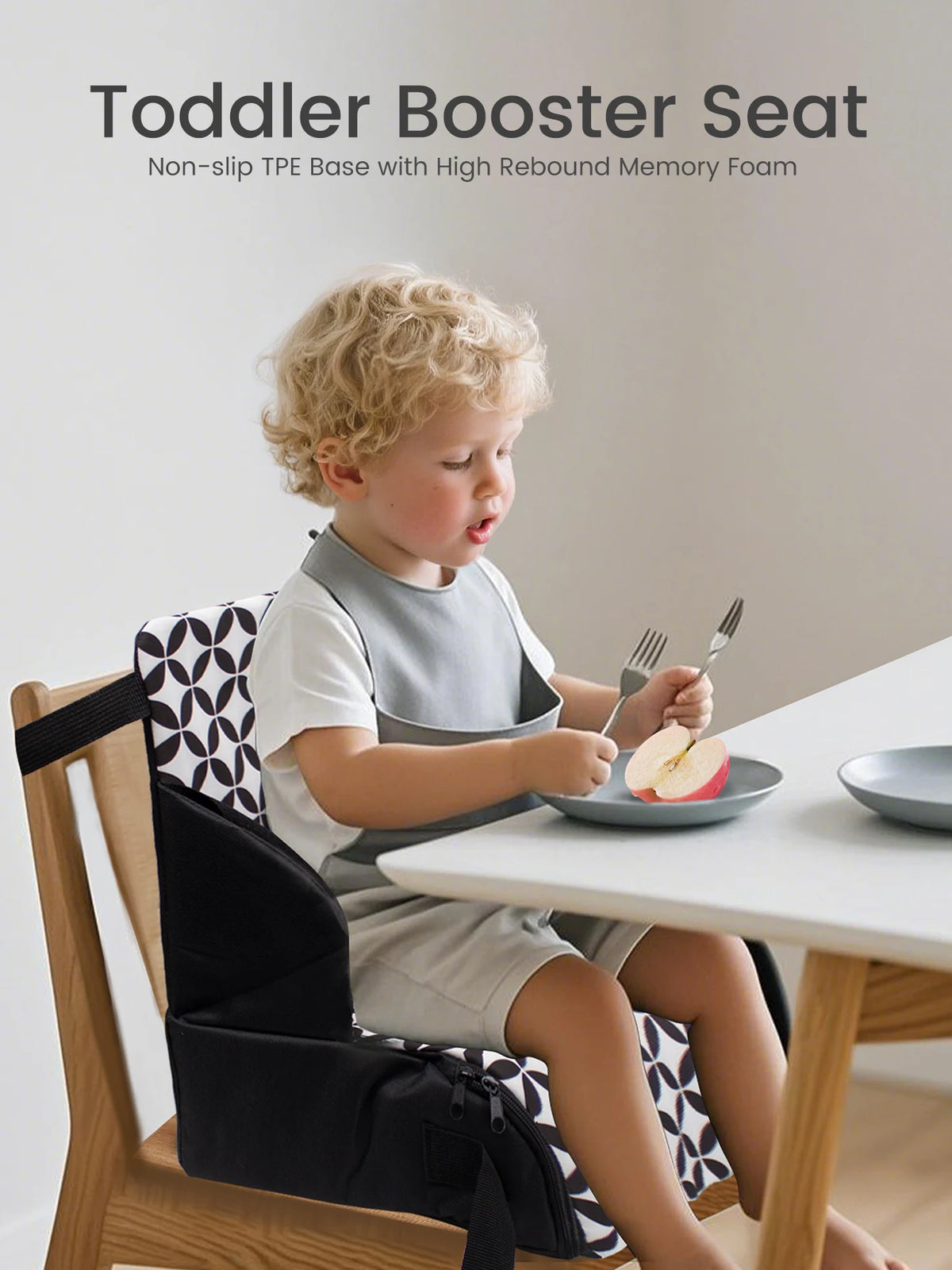 Universal Portable Baby Booster Seat for Dining Room & Travel - Foldable Space-Saving Chair with Washable Straps & Safety Buckle