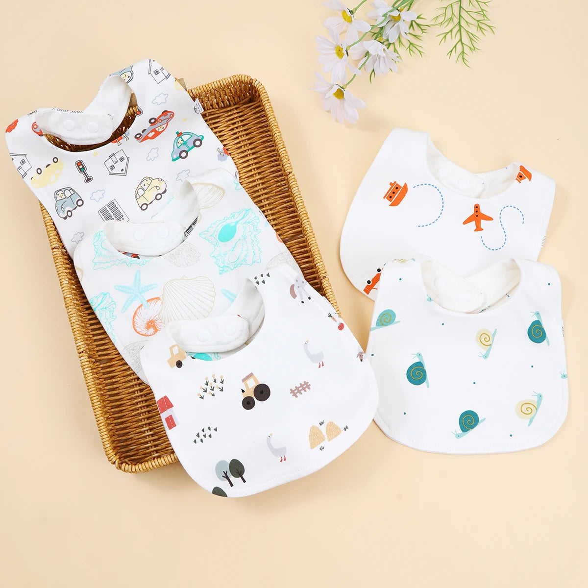 5Pcs Baby Bibs Burp Clothes Cotton Newborn Bibs for Girls Boys Baby Stuff Infant Accessories Toddler Saliva Towels Baby Care