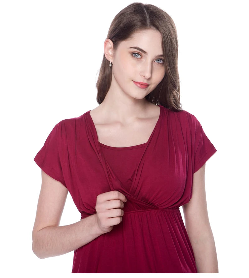 Summer Nursing T-shirt Maternity Clothes Lactation Top Breastfeeding Tee for Postpartum Women Soft Stretchy Pregnancy Clothes