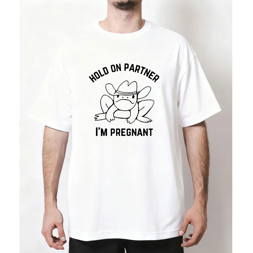 Western Frog Funny Pregnancy Announcement First Time Mom Gift T-shirt Woman Man Summer Cotton Graphic T Shirts Adult tops
