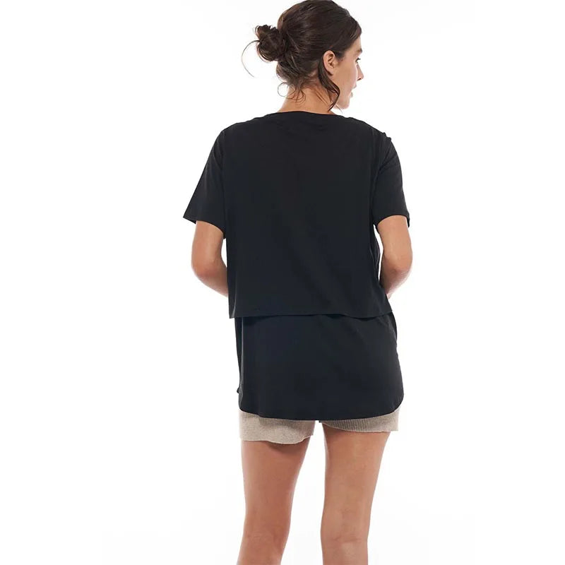 Summer Plus Size Maternity Breastfeeding Tops Short Sleeve Lactation T-Shirt Zip Nursing Tees for Pregnant Women