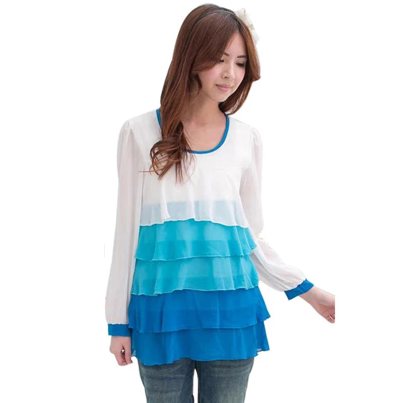 2025 Maternity Clothes Fashion Chiffon Long Sleeve Nursing Top Breastfeeding T-shirt For Pregnant Women Spring and Autumn