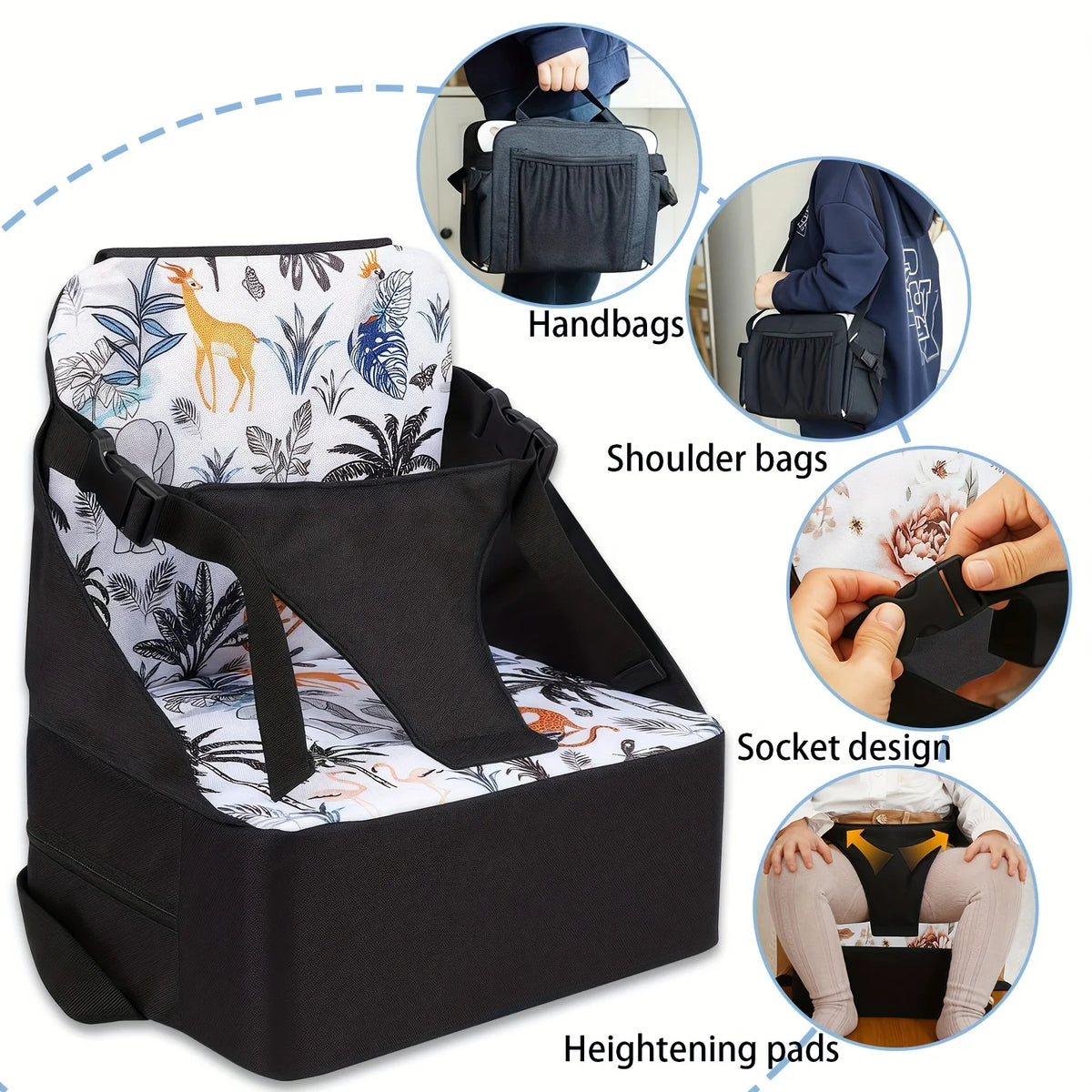 Portable Foldable Baby Dining Booster Seat Non Slip Pad For 0 3 Years Old Boys Girls Christmas Halloween Holiday Gift Supplies