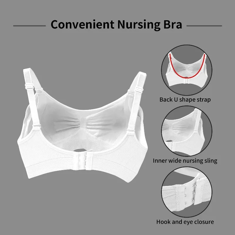 Soft Nursing Bras for Women Comfortable Maternity Bras Seamless Breastfeeding Bras with Easy Access Clips, Pregnancy Postpartum