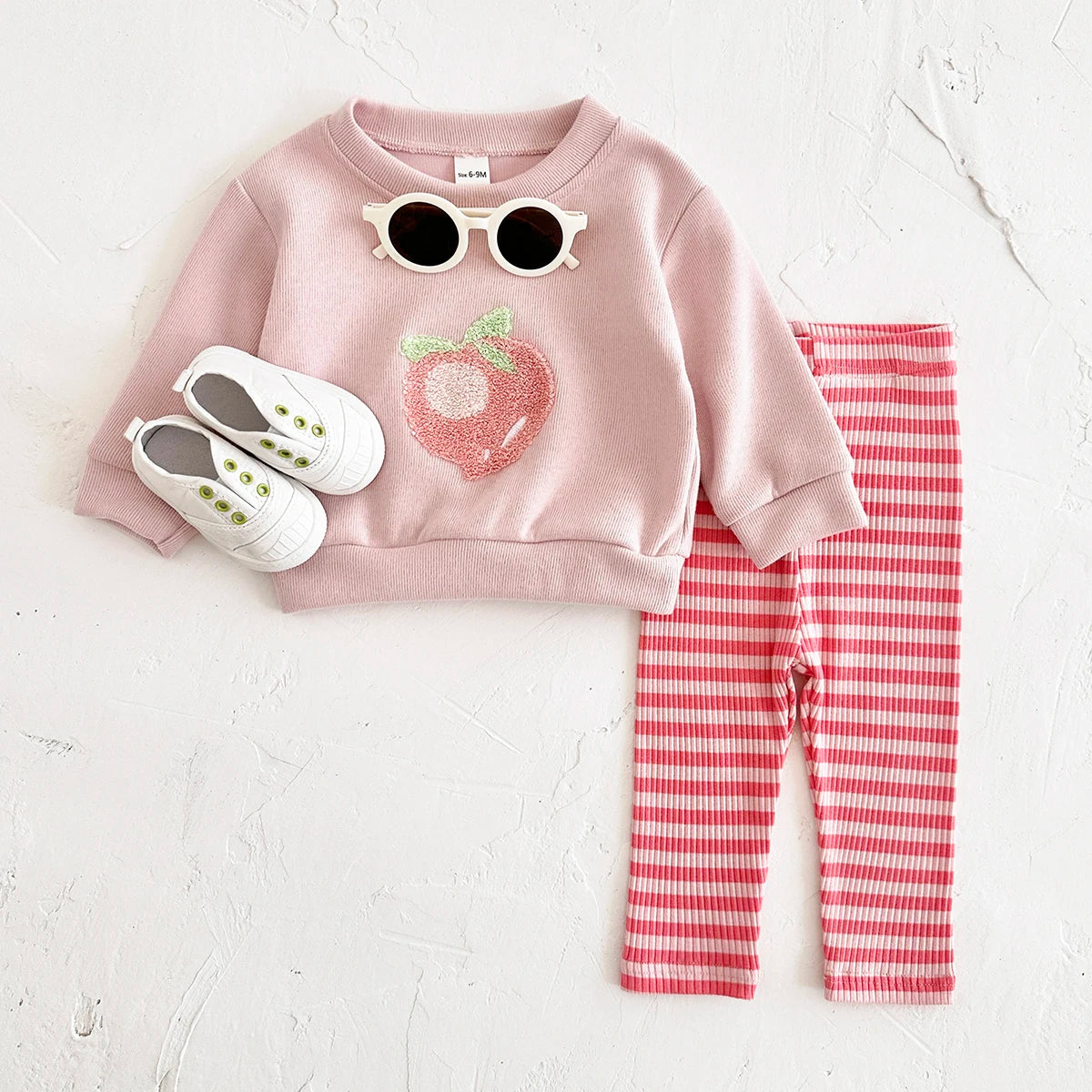 Autumn Baby Girls Suit Children's Clothing 0-3Y Infant Toddler Boys Sets Long Sleeved Baby Clothes Soft Fruit Pattern Pullover