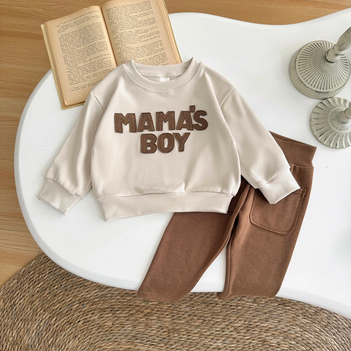 Baby Boy Clothes MAMA'S BOY Sets New Baby Girl Infant Outfit Sweatshirt Top Pants 2Pcs Long Sleeve Thicken Winter Infant Suit