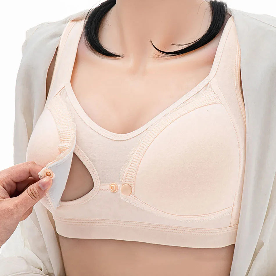 Traceless Maternity Bra Pregnant Women Comfortable And Breathable Cotton Front Open Button Breastfeeding Bra Large Size Bralette