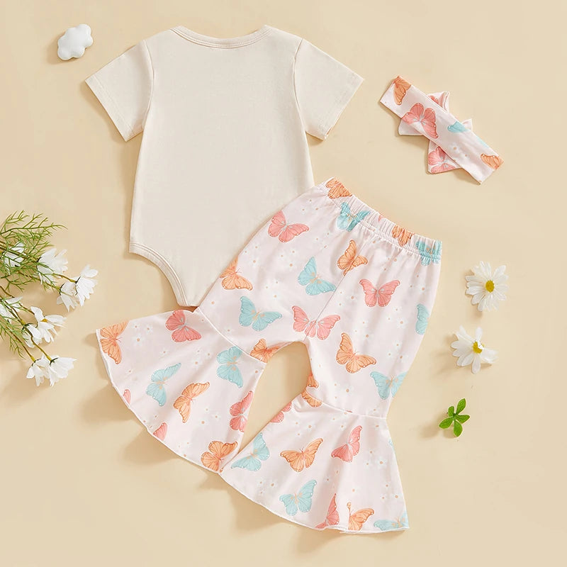 Toddler Baby Girl Birthday Outfits In My One Year Old Era Shirt Romper Bell Bottoms Birthday Girl Clothing Set