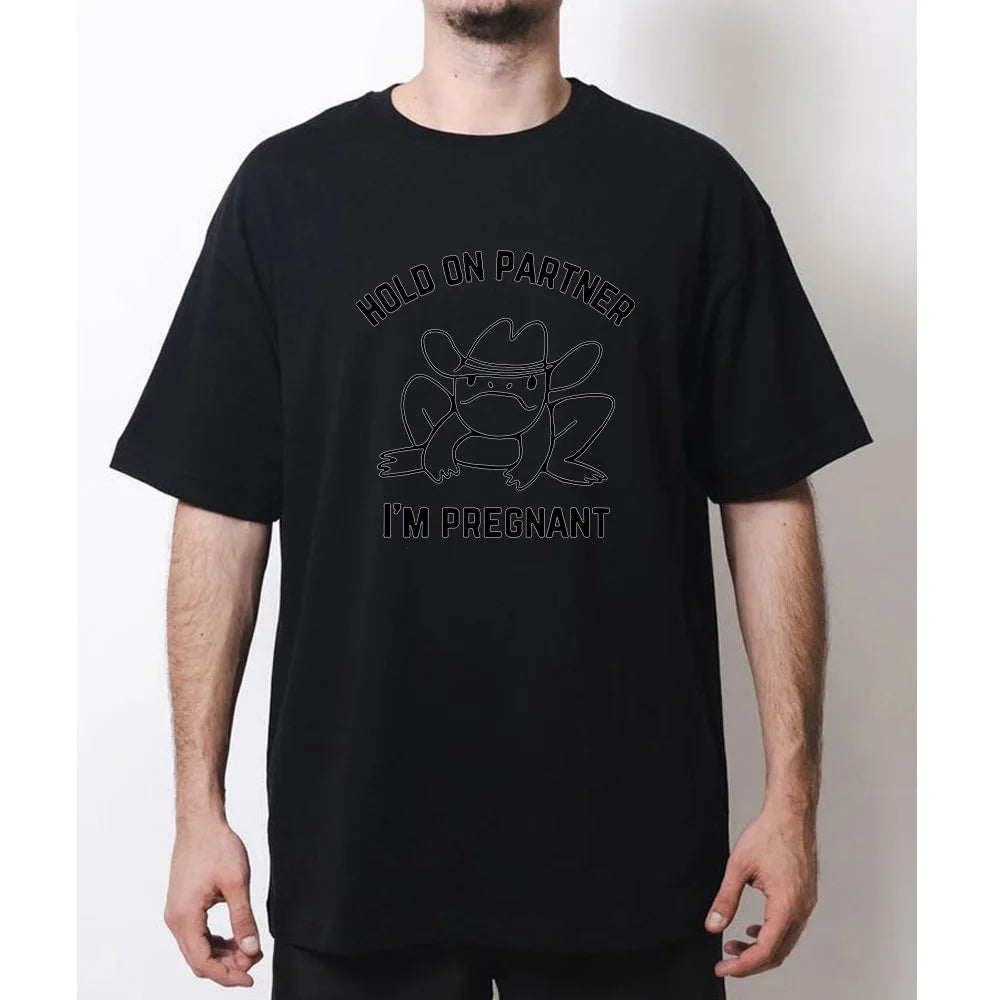 Western Frog Funny Pregnancy Announcement First Time Mom Gift T-shirt Woman Man Summer Cotton Graphic T Shirts Adult tops