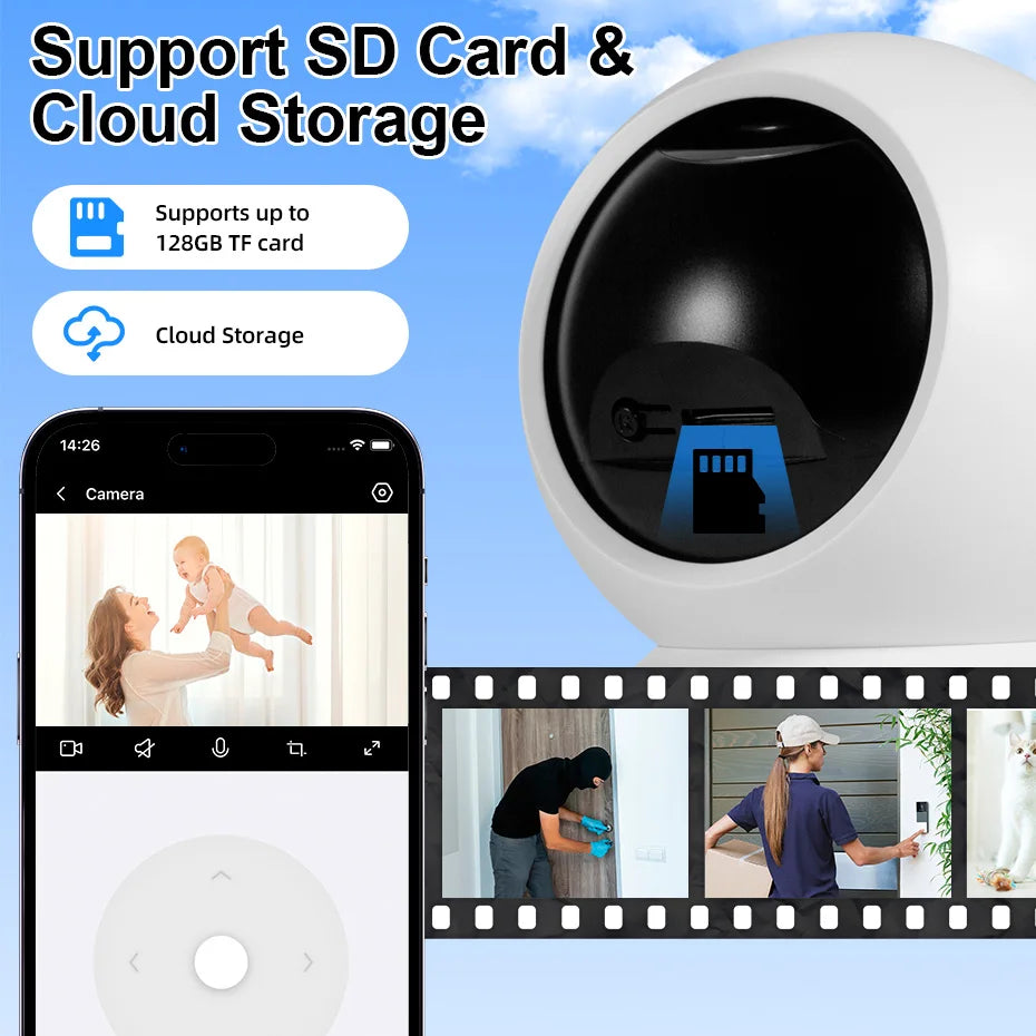 FUERS 4K 8MP WiFi IP Camera With Adjustable Bracket Tuya Smart Home Security Wireless Surveillance Camera Baby Monitor Mini Cam