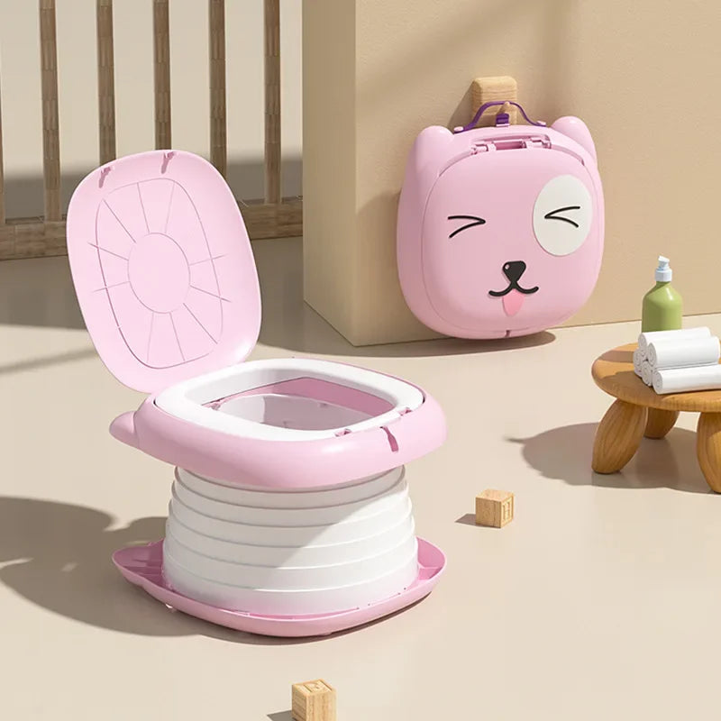Portable Potty for Toddler Travel Foldable Potty Training Toilet for Car Camping Indoor Outdoor Bathroom for Baby Children Kids